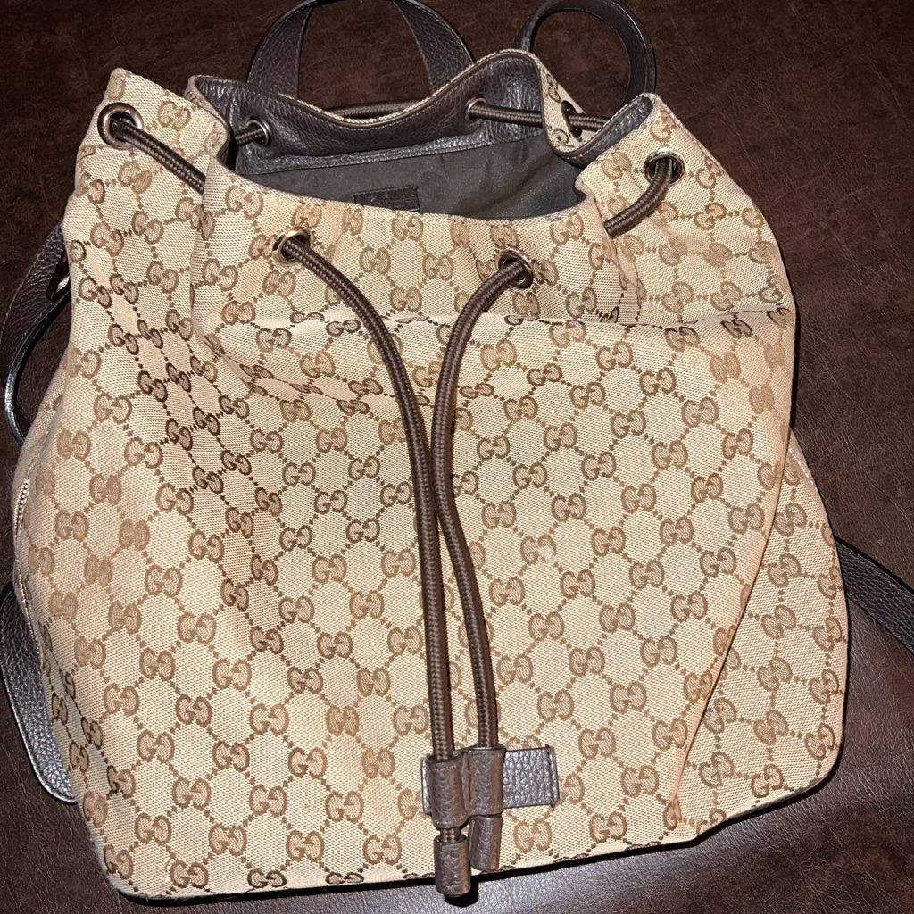 Gucci Monogram Drawstring Backpack